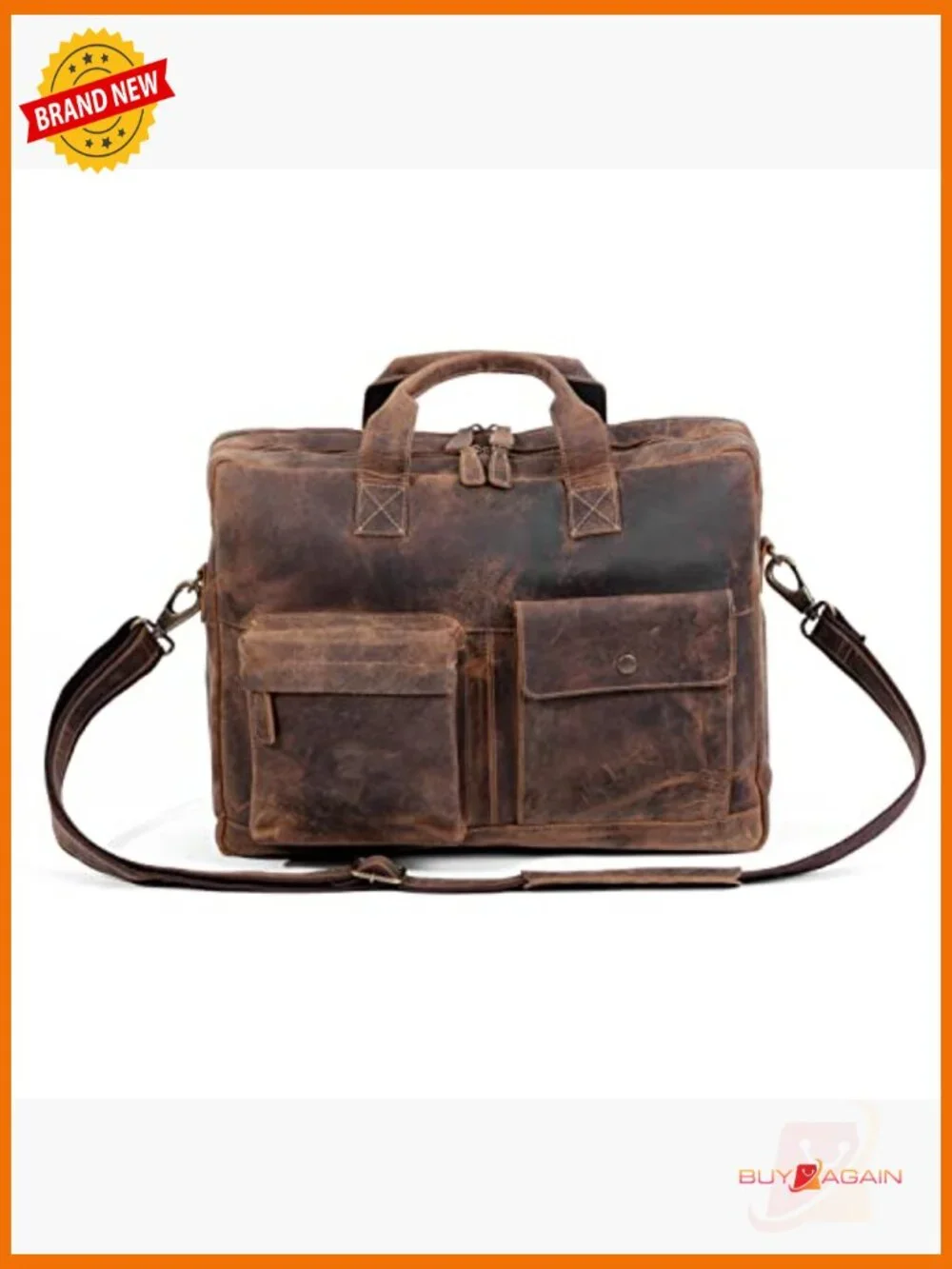 Leather 18in Laptop Messenger Bag Briefcase Satchel Unisex